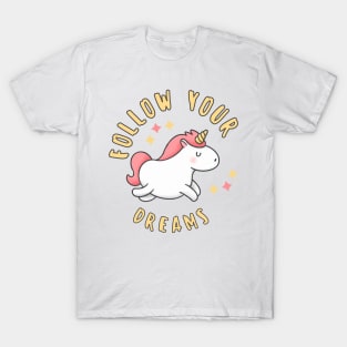 Follow Your Dreams Cute Unicorn With Stars T-Shirt